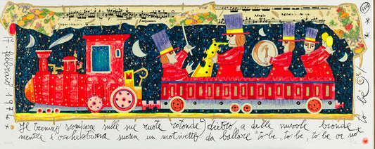 Il trenino scompare sulle sue ruote rotonde dietro a delle nuvole bionde mentre l'orchestrina suona un motivetto da ballare " to be to be to be or not to be"