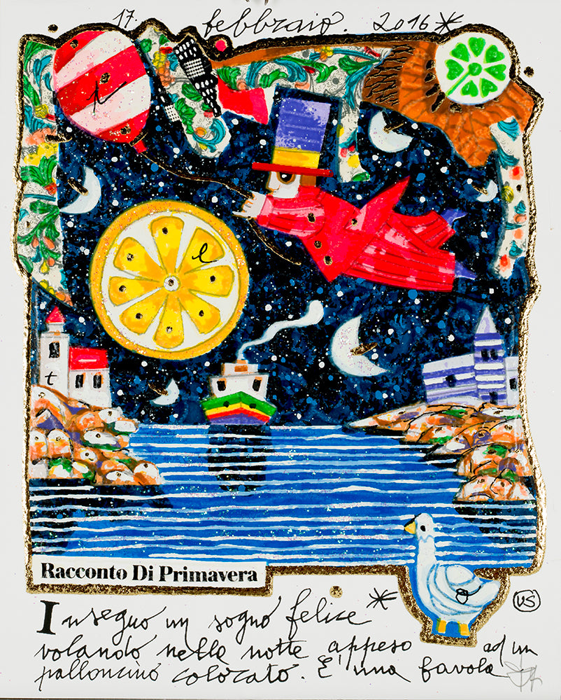 Inseguo un sogno felice volando nella notte appeso ad un palloncino colorato. E' una favola